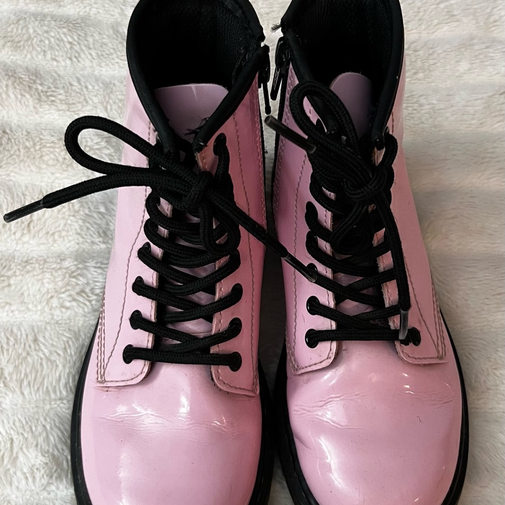 Dr. Martens Pink Kids Boots with Black Laces